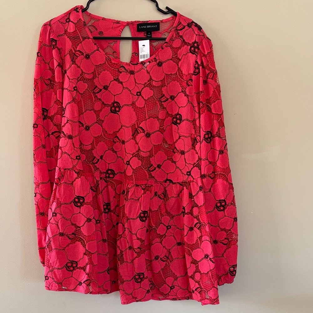 Lane Bryant Vibrant Red Lace Top